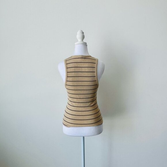 Beige and Black Striped High-Neck Tank Top ⚡️ - Picture 4 of 5